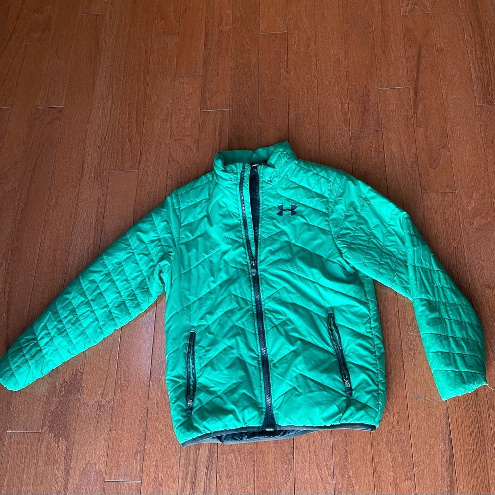 Under Armour Quilted Full Zip Jacket Size Youth Large Vibrant Green Lightweight